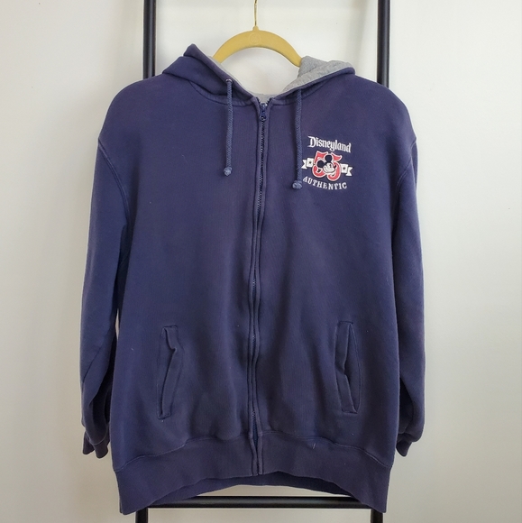 Disney Park hoodie full zipper blue embroidery sweater size M - Picture 2 of 11